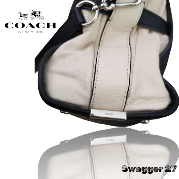 Coach Swagger 27 Black & Chalk Crossbody Satchel, Hang Tags & Original Crossbody - Picture 11 of 17